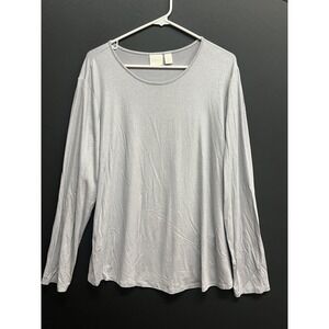Chicos Top metallic gray stretch Sz 3 NWOT
